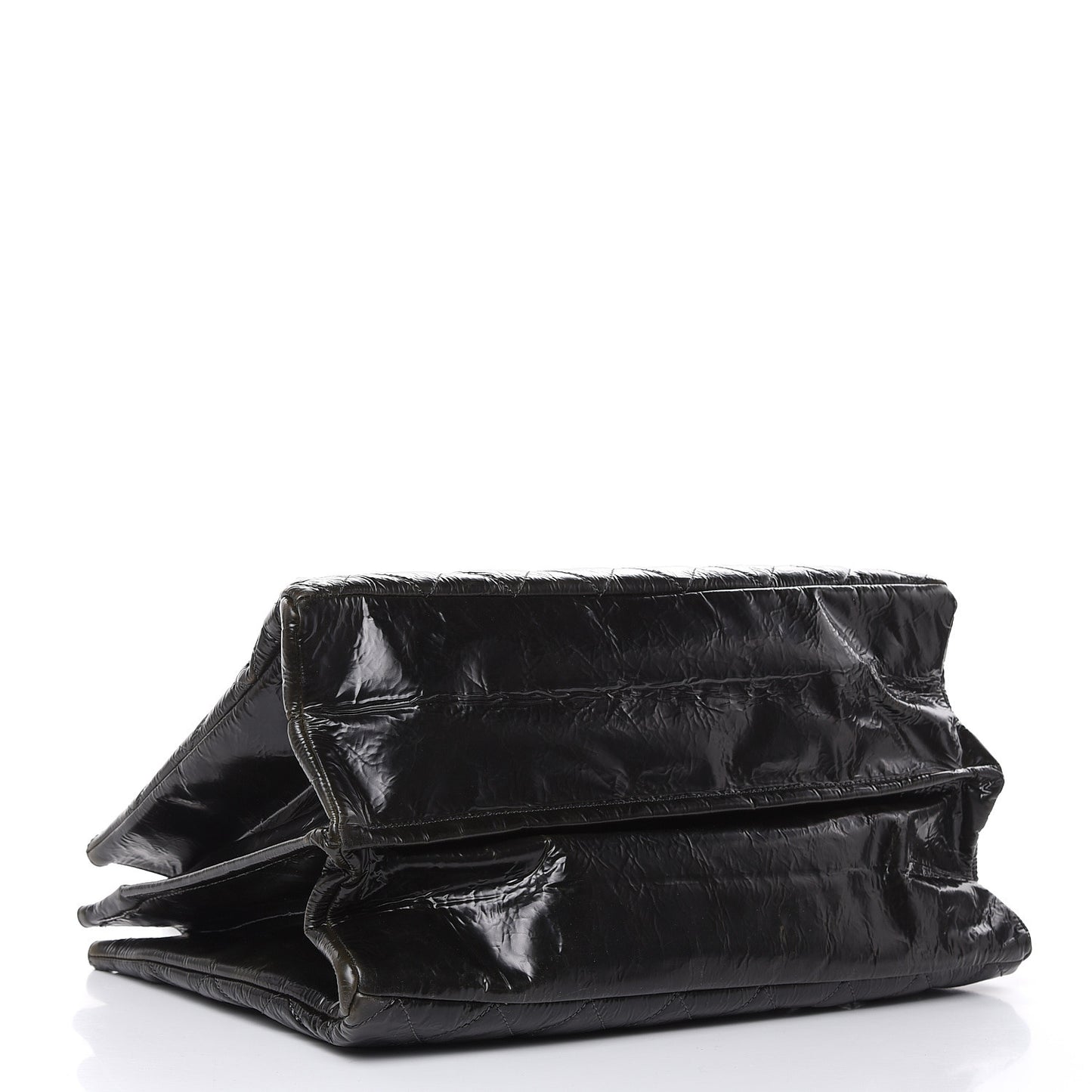 Aged Glazed Nylon Quilted Shopping Tote Dark Grey