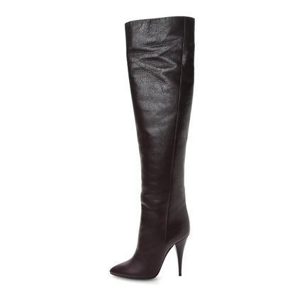 Saint Laurent Calfskin Kiki 110mm Over The Knee Boots 36.5 Dark Violet 1 of 9