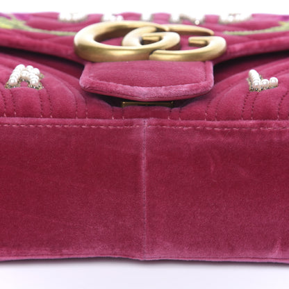 Gucci Velvet Matelasse Blind for Love Embroidered Medium GG Marmont Shoulder Bag Light Raspberry Rose Multicolor 10 of 12