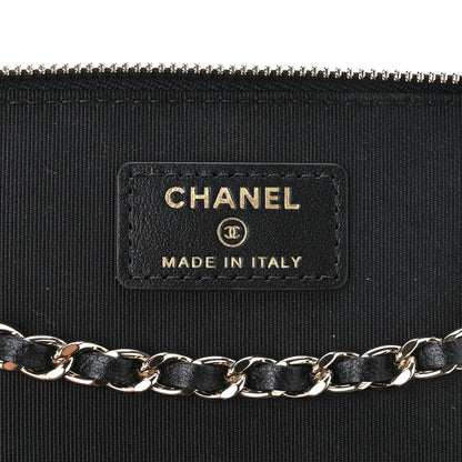 Chanel Lambskin Camellia Embossed Small Vanity Case With Chain Black 5 of 9