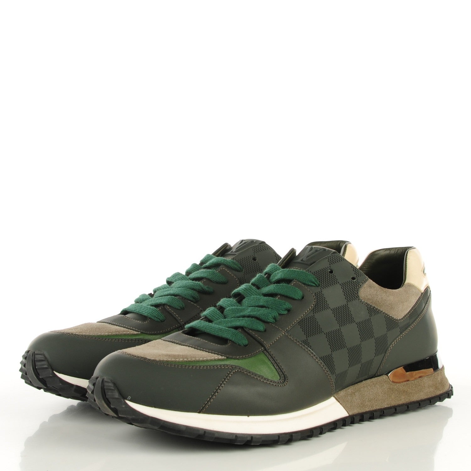 Louis Vuitton Suede Damier Run Away Sneakers 11 Vert 3 of 8