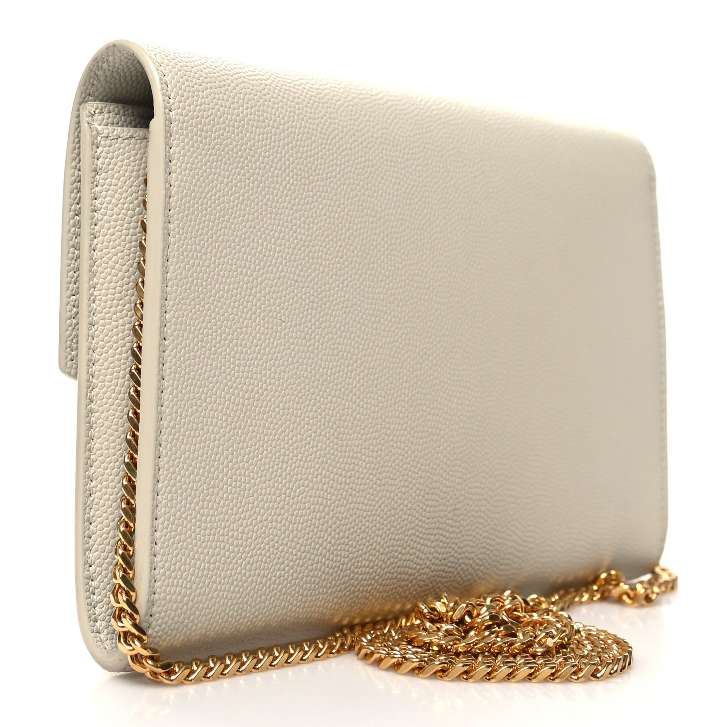 Saint Laurent Grain De Poudre Monogram Uptown Chain Wallet Crema Soft 4 of 14