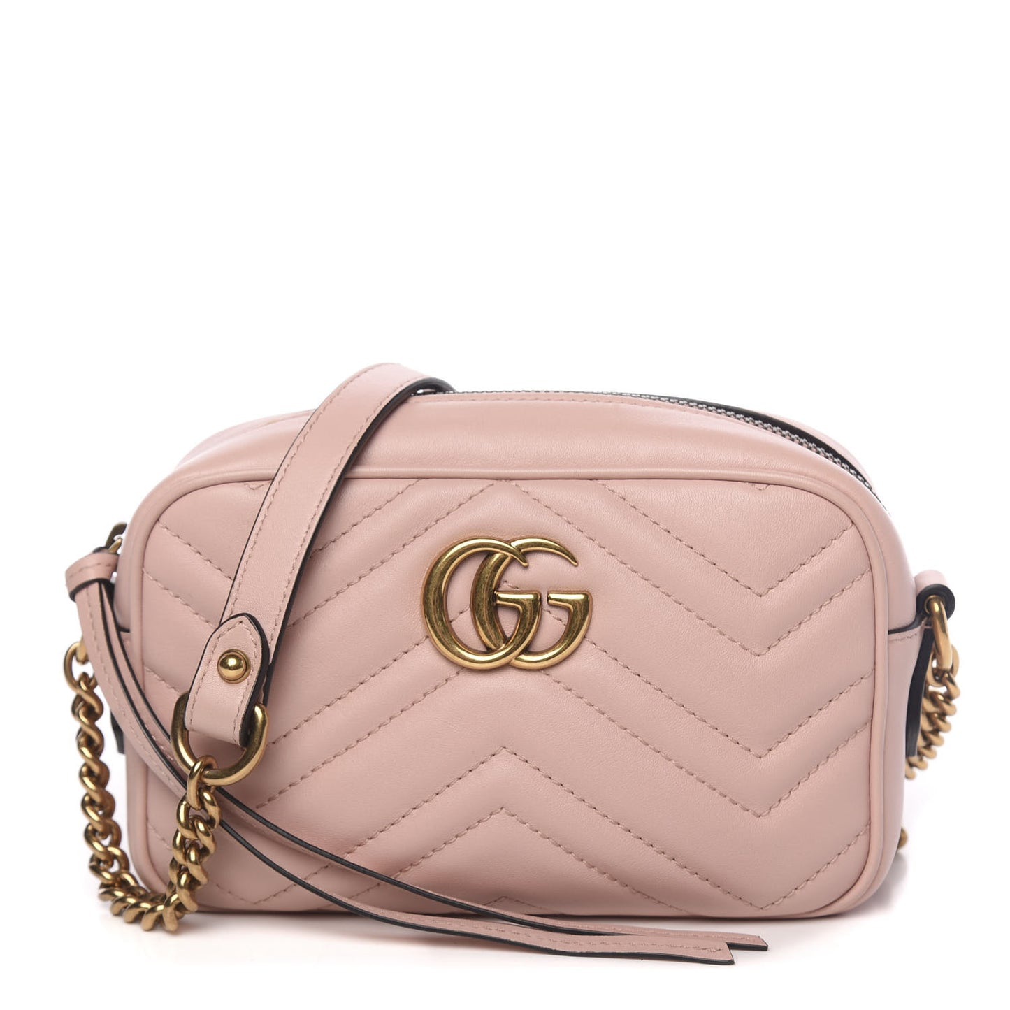 Calfskin Matelasse Mini GG Marmont Chain Shoulder Bag Perfect Pink