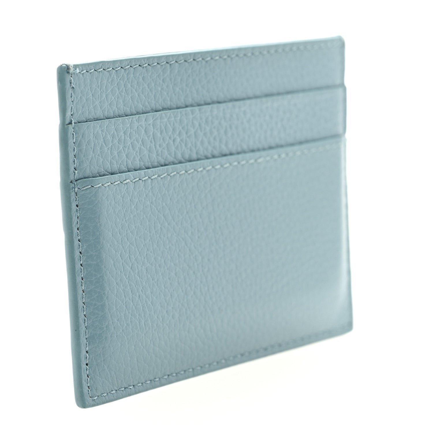 Balenciaga Grained Calfskin Neo Classic Silver Hardware City Card Holder Blue Grey 3 of 6