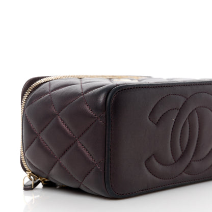 Chanel Iridescent Lambskin Quilted Small Top Handle Vanity Case With Chain Burgundy 9 of 16