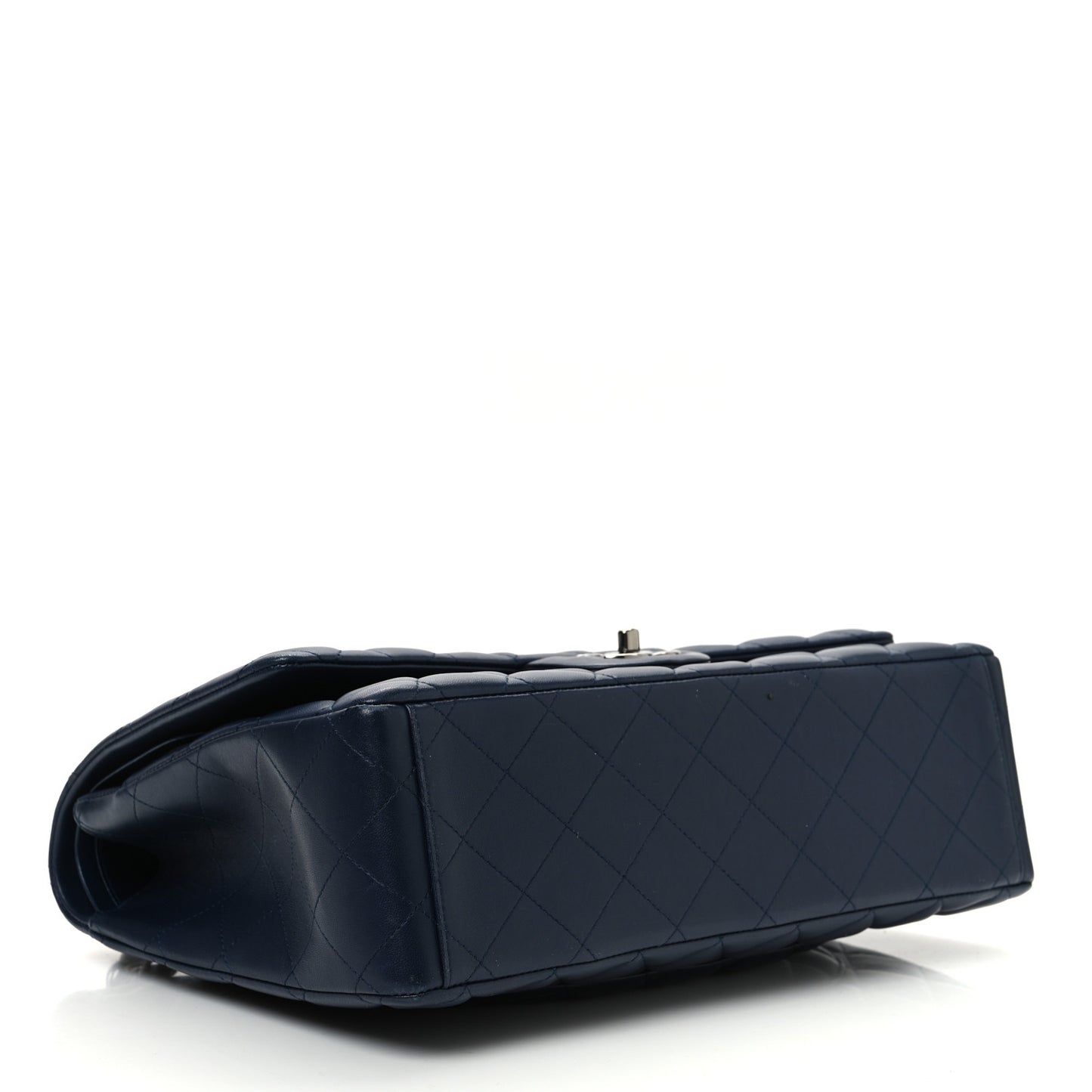 Lambskin Quilted Maxi Double Flap Dark Blue