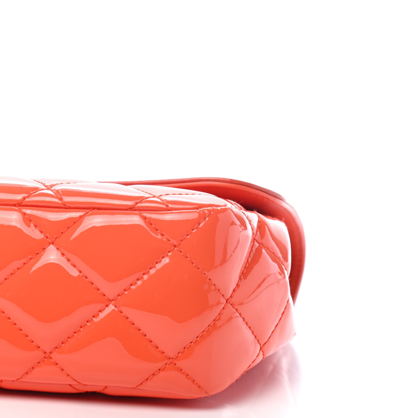 Patent Quilted Large Coco Shine Flap Orange