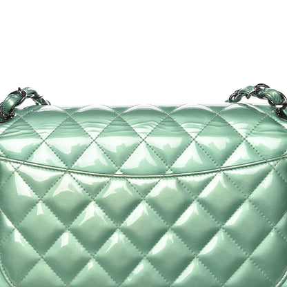 Chanel Patent Quilted Jumbo Double Flap Green 21 of 23