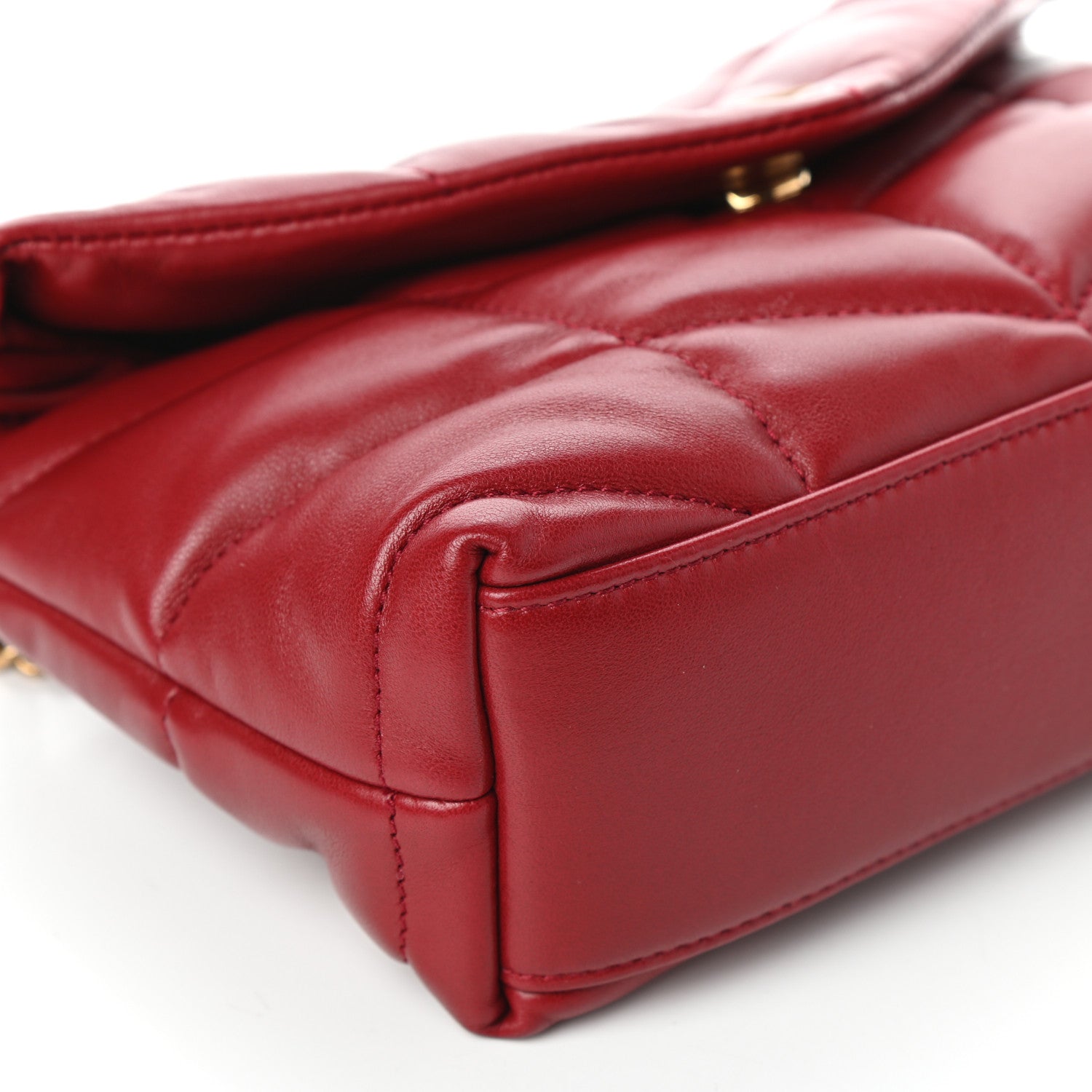 Saint Laurent Lambskin Quilted Toy Loulou Puffer Monogram Chain Satchel Red 7 of 8