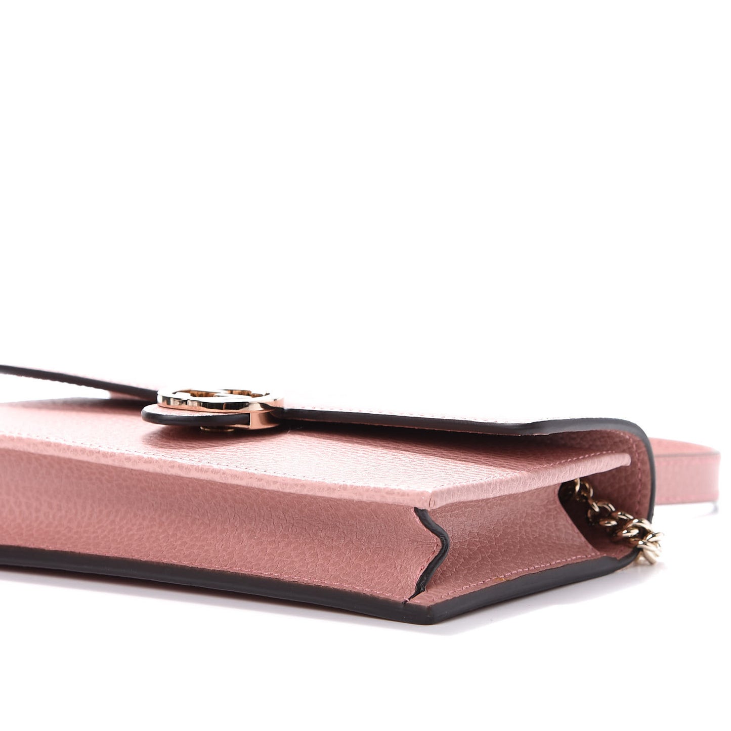 Dollar Calfskin Interlocking G Chain Wallet Soft Pink