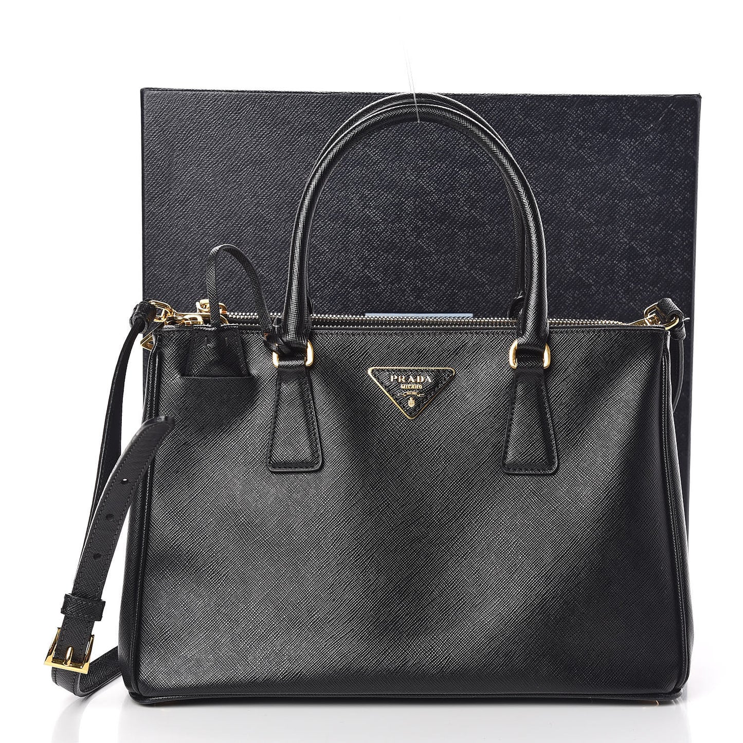 Saffiano Small Galleria Double Zip Tote Black