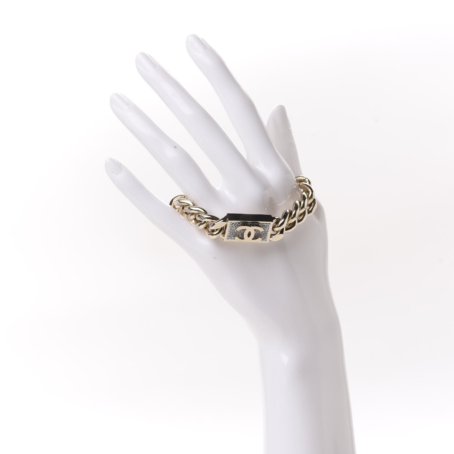 Chanel Crystal Chain CC Bracelet Gold 2 of 5