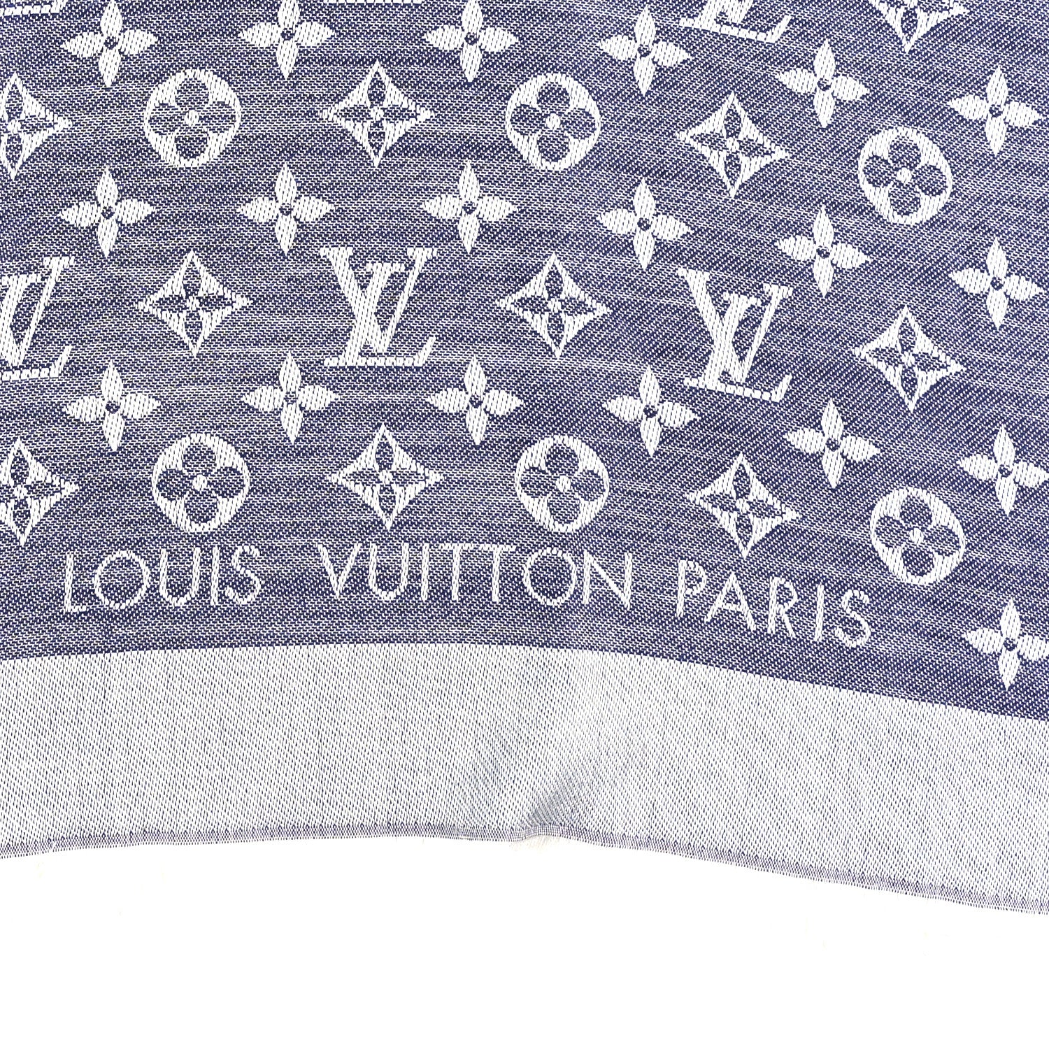 Louis Vuitton Silk Wool Monogram Denim Shawl Blue 4 of 6