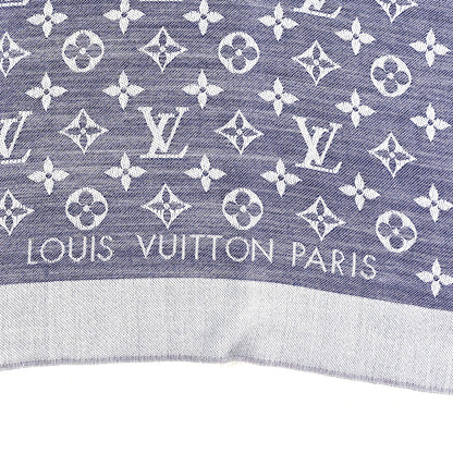Louis Vuitton Silk Wool Monogram Denim Shawl Blue 4 of 6