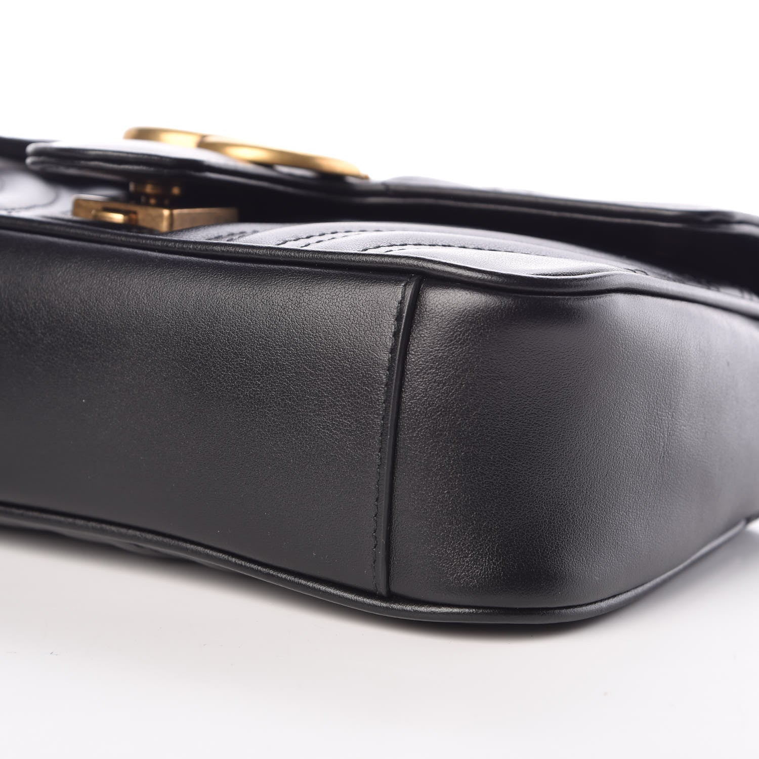 Gucci Calfskin Matelasse Mini GG Marmont Shoulder Bag Black 10 of 11