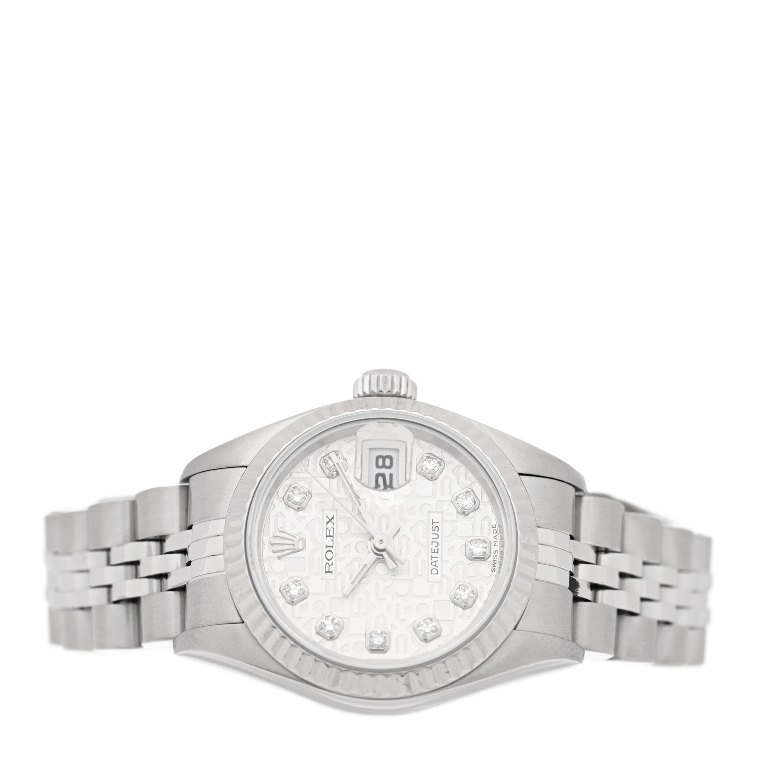 Rolex Stainless Steel 18K White Gold Diamond 26mm Oyster Perpetual Datejust Watch Silver Jubilee 79174 2 of 5