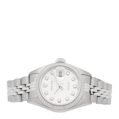 Rolex Stainless Steel 18K White Gold Diamond 26mm Oyster Perpetual Datejust Watch Silver Jubilee 79174 2 of 5