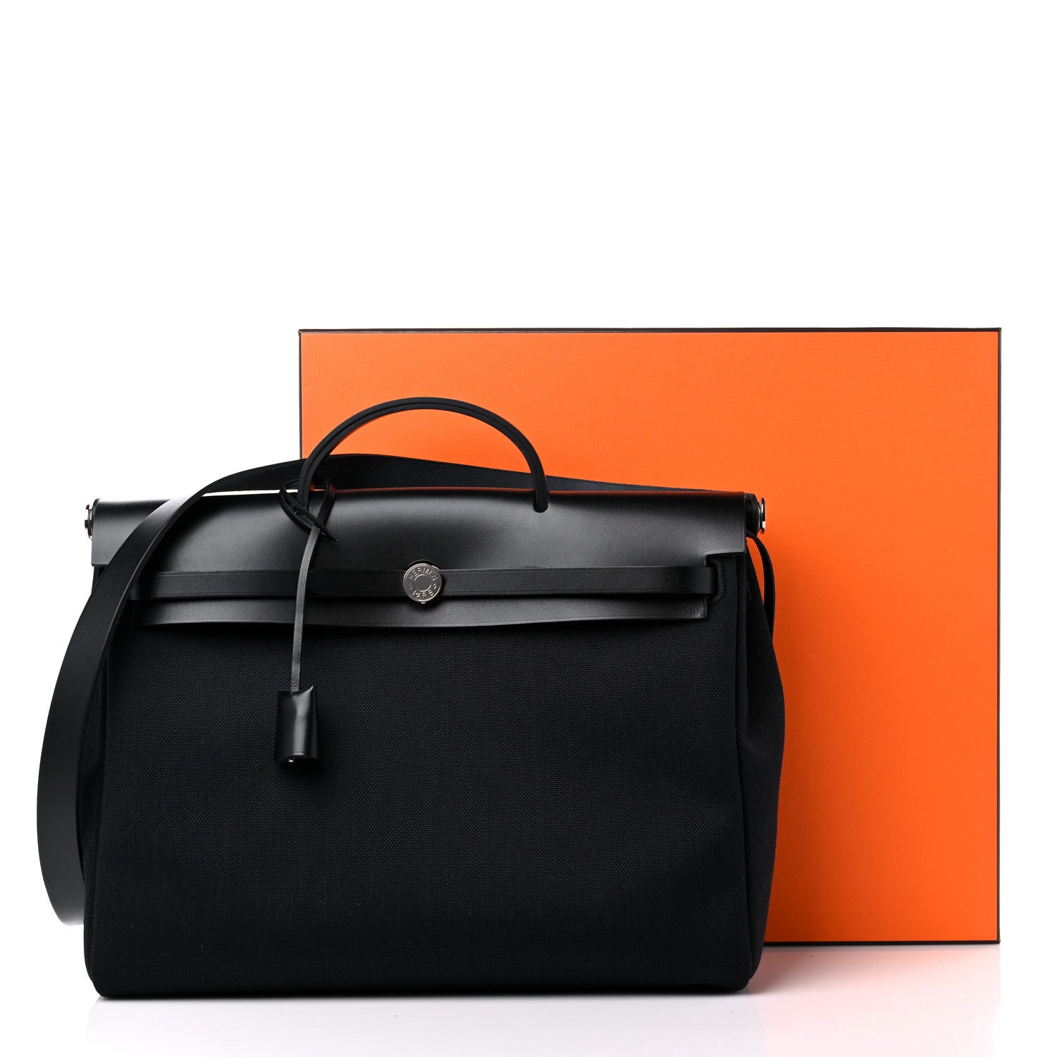 Hermes Military Toile Vache Hunter Herbag Messenger 39 Black 11 of 11