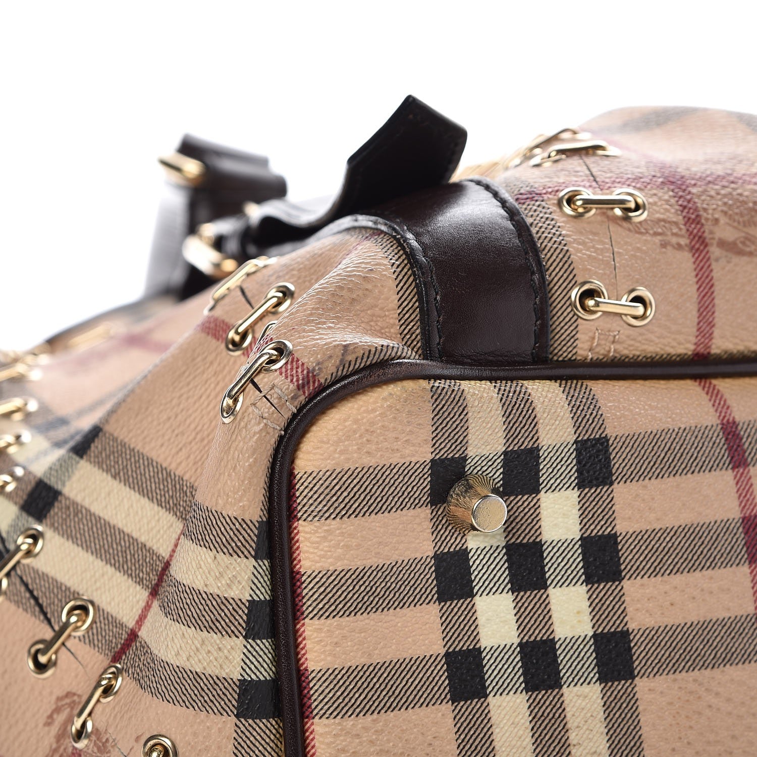 Burberry Haymarket Check Metal Stitch Lowry Dark Brown 19 of 24