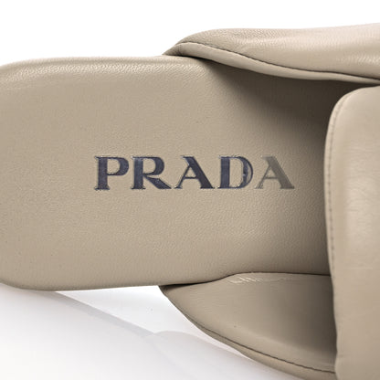 Prada Nappa Soft Padded Metal Triangle Mules 39 Beige 8 of 12