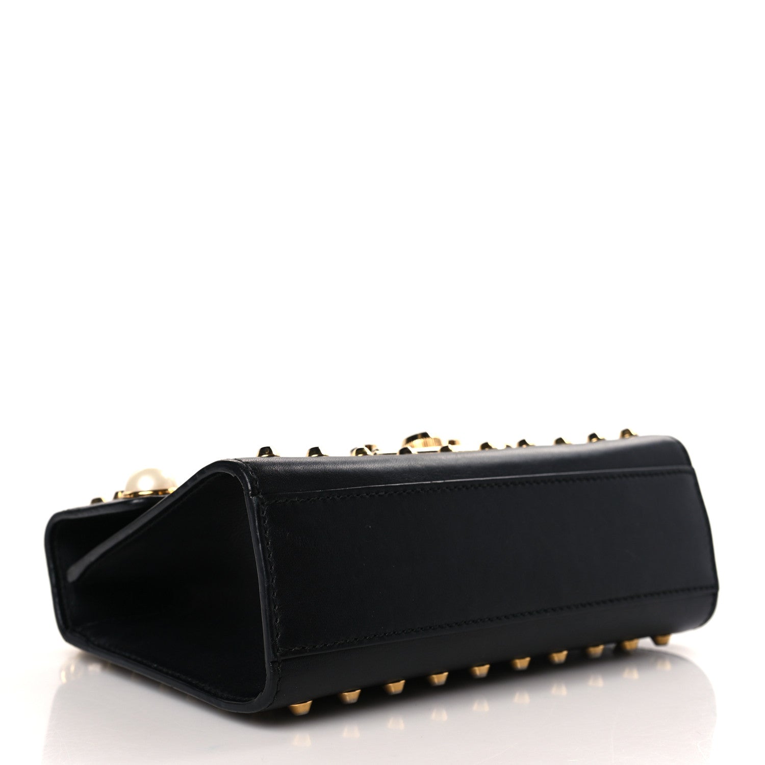 Gucci Calfskin Studded Small Padlock Shoulder Bag Black 4 of 9