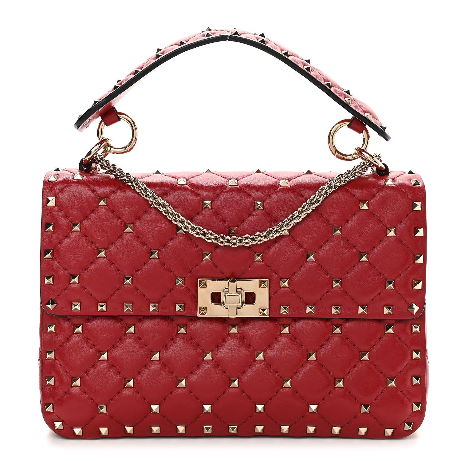 Valentino Garavani Nappa Medium Rockstud Spike Shoulder Bag Rosso Valentino 1 of 10