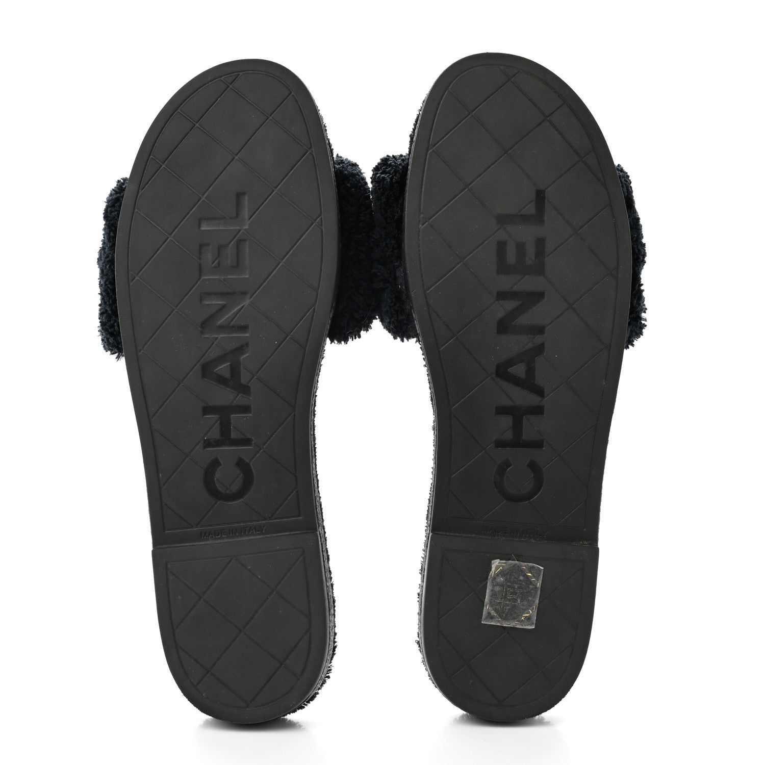Chanel Terry CC Flat Mules Sandals 38 Black 5 of 9