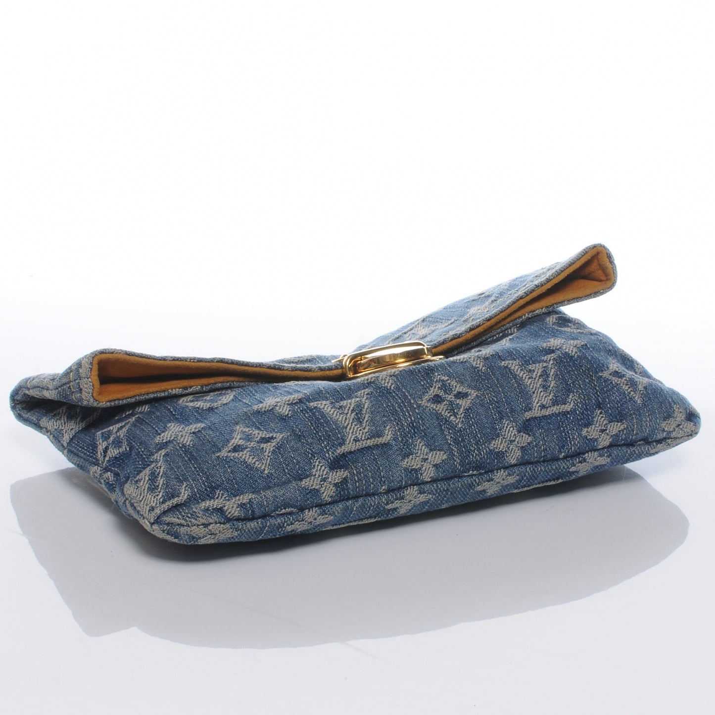 Monogram Denim Pochette Plat Clutch Blue