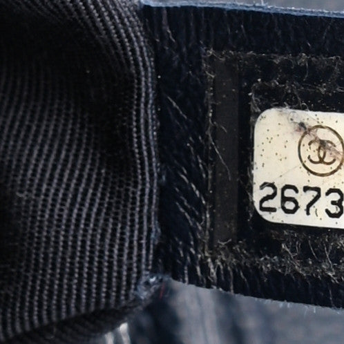 Caviar Suede Stitched Lady Coco Flap Navy