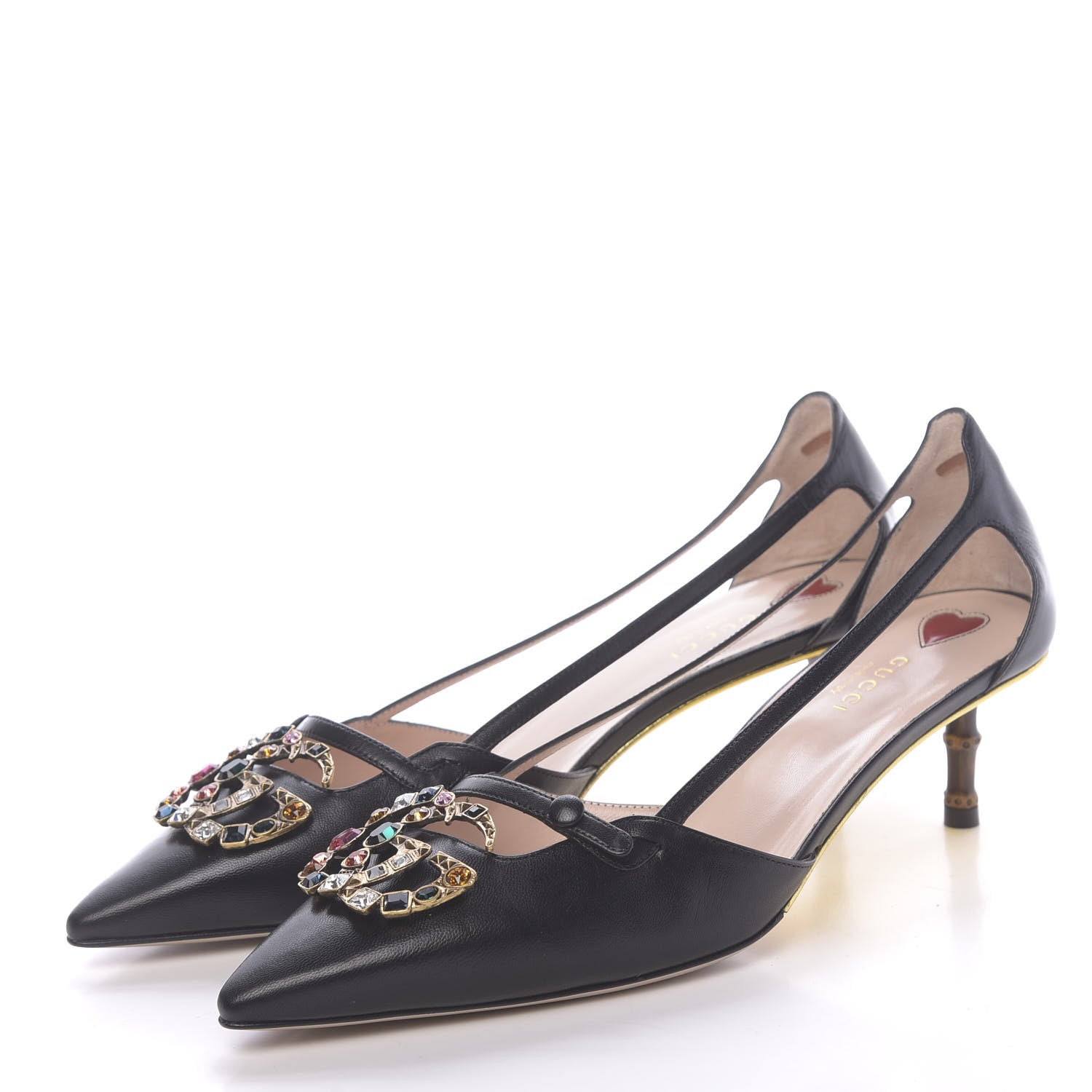 Gucci Calfskin Crystal GG Unia Pumps 41 Black 3 of 8