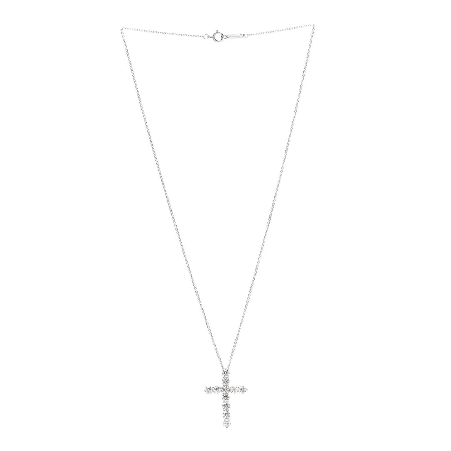 Platinum Diamond Large Cross Pendant Necklace