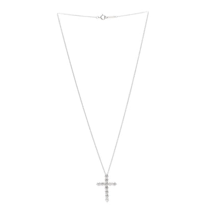 Tiffany Platinum Diamond Large Cross Pendant Necklace 3 of 5