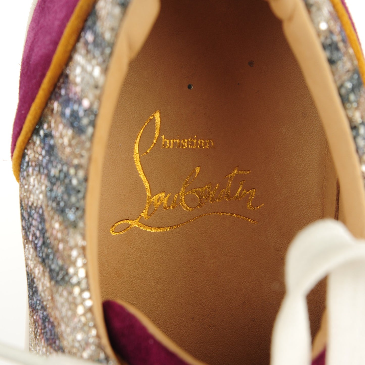 Patent Suede Calfskin Louis Spikes Flat Sneakers 36.5 Purple