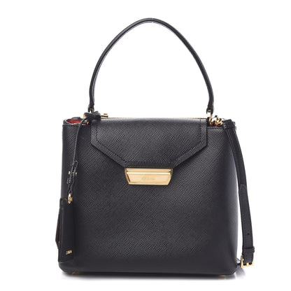 Prada Saffiano Small Ingrid Top Handle Bag Black 1 of 8