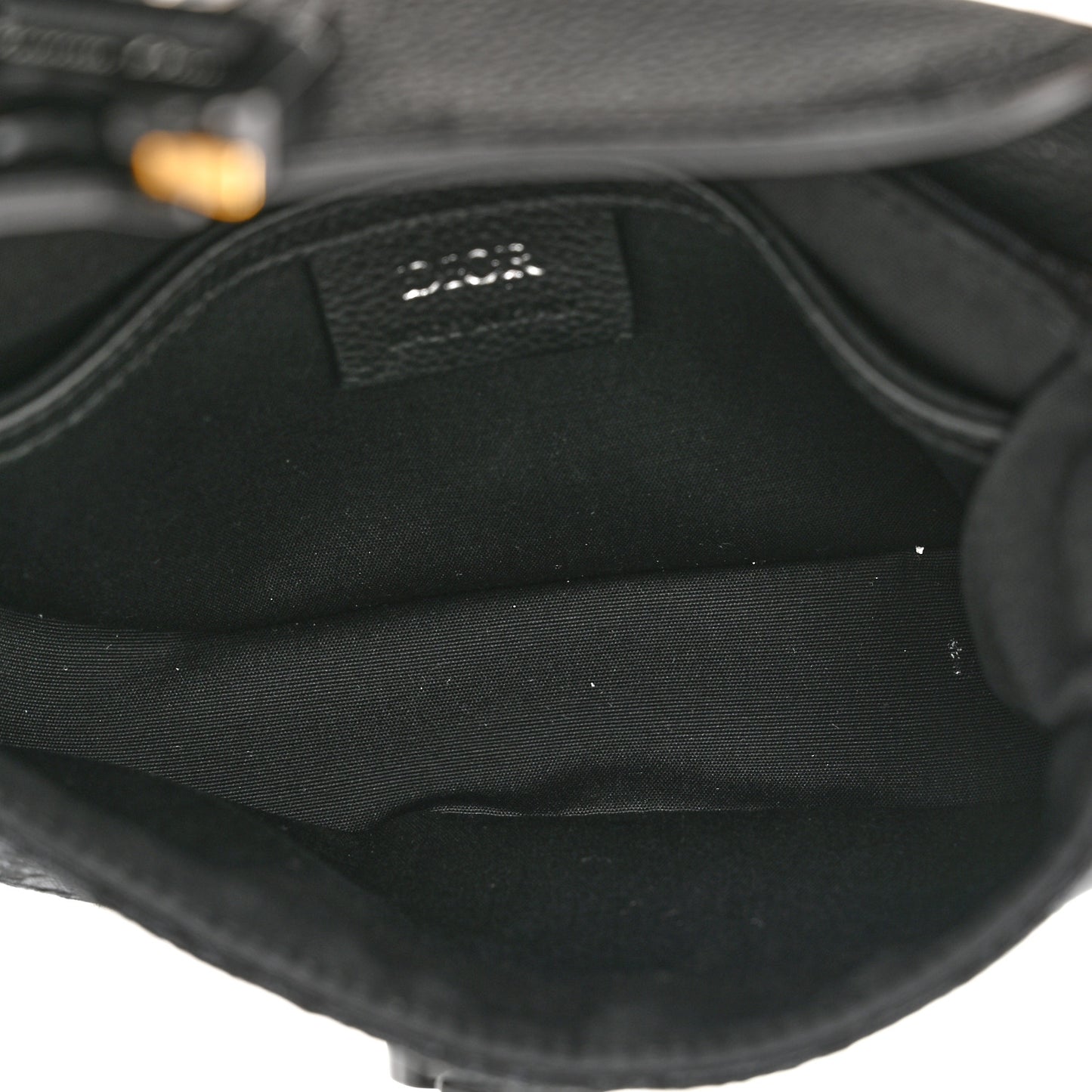 Grained Calfskin Oblique Saddle Pouch Black