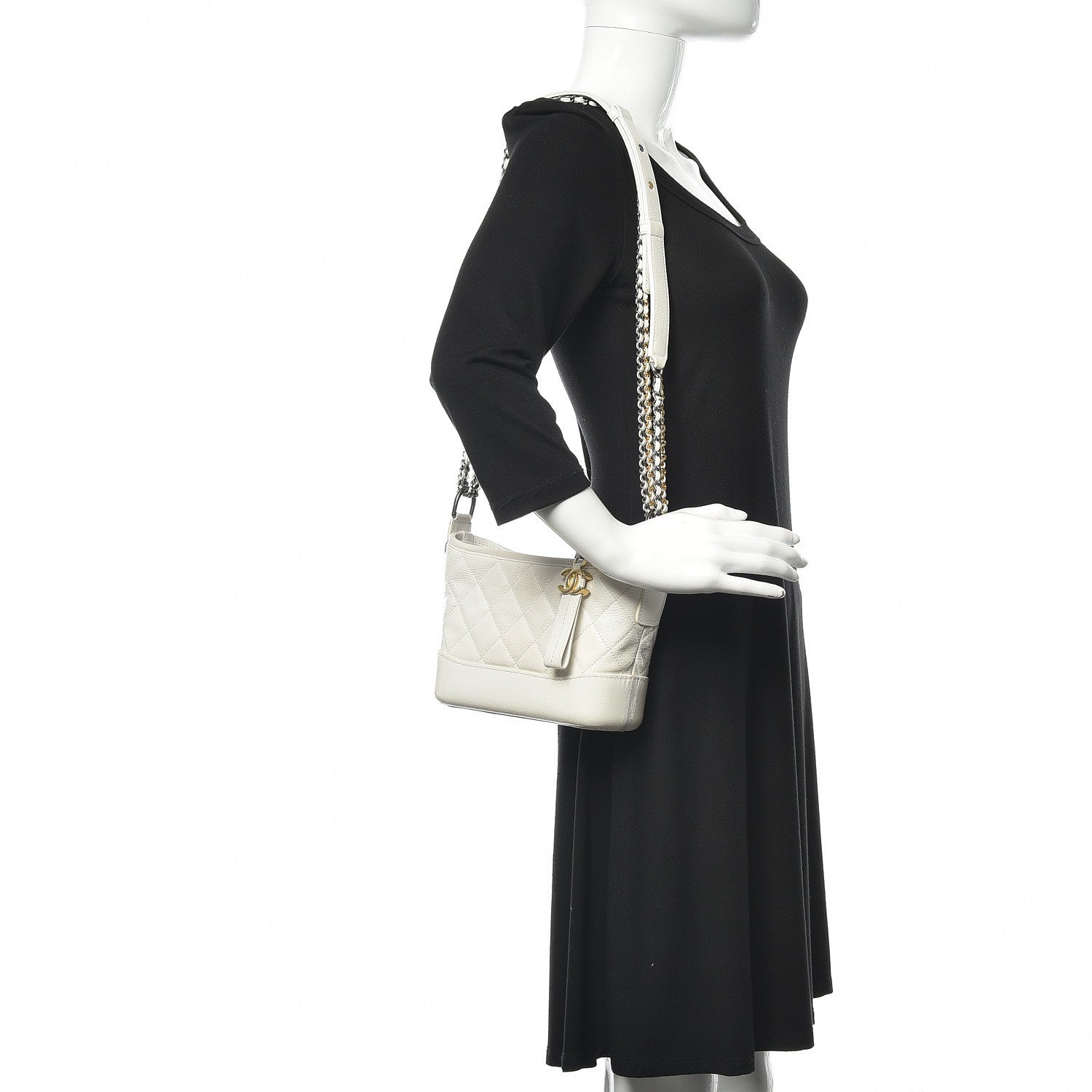 Chanel Patent Goatskin Quilted Small Gabrielle Hobo White 2 of 13