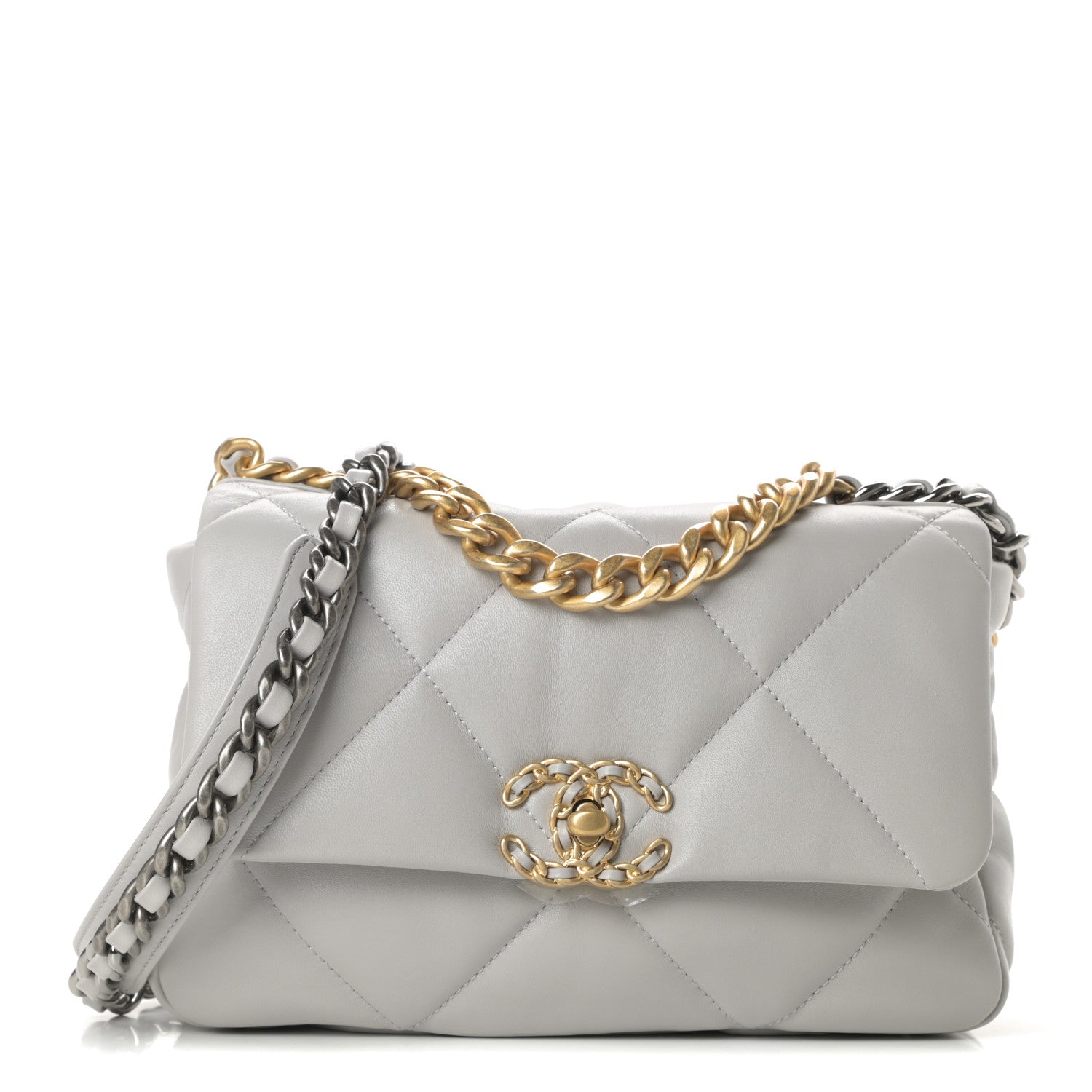 Chanel Lambskin Quilted Medium Chanel 19 Flap Grey 1 of 11