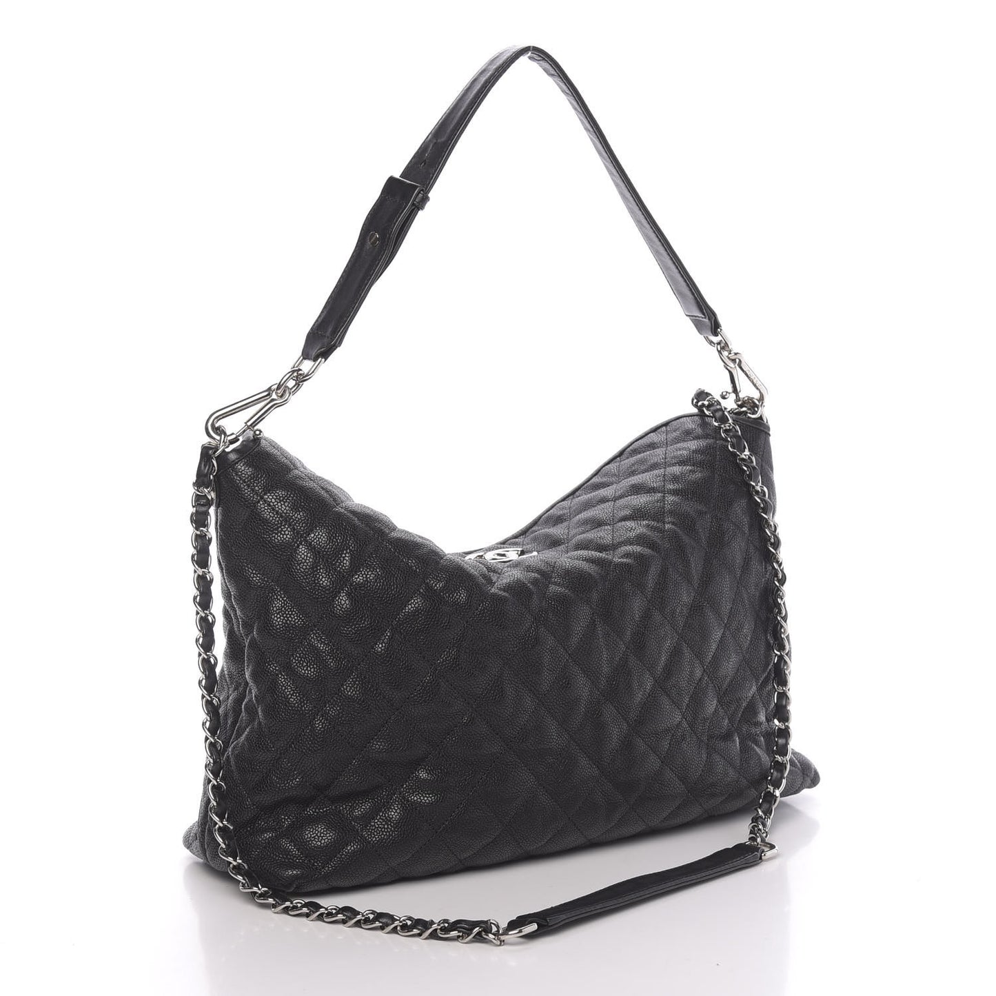 Caviar Quilted French Riviera Hobo Black