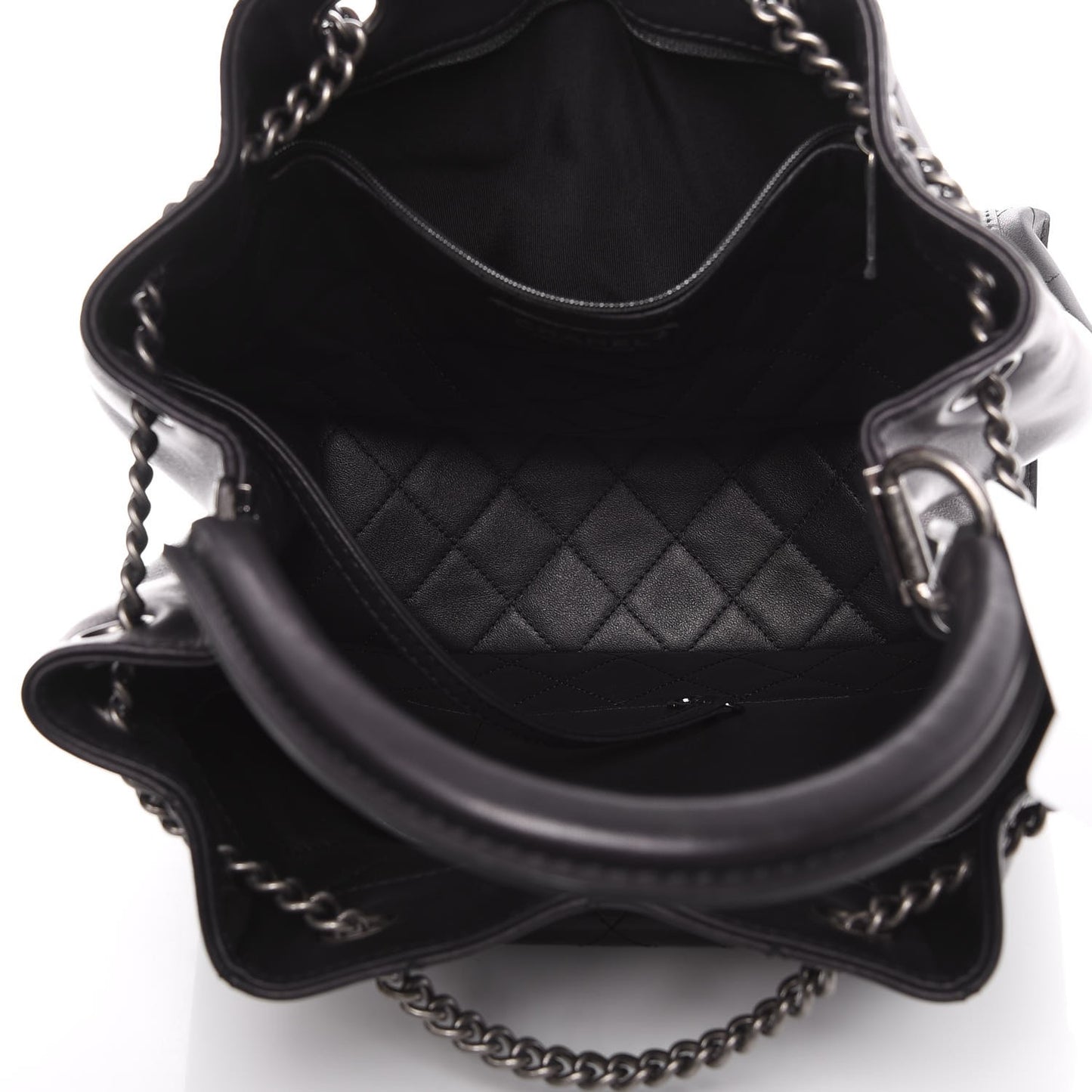 Calfskin Stitched Large Urban Luxury Drawstring Backpack Black