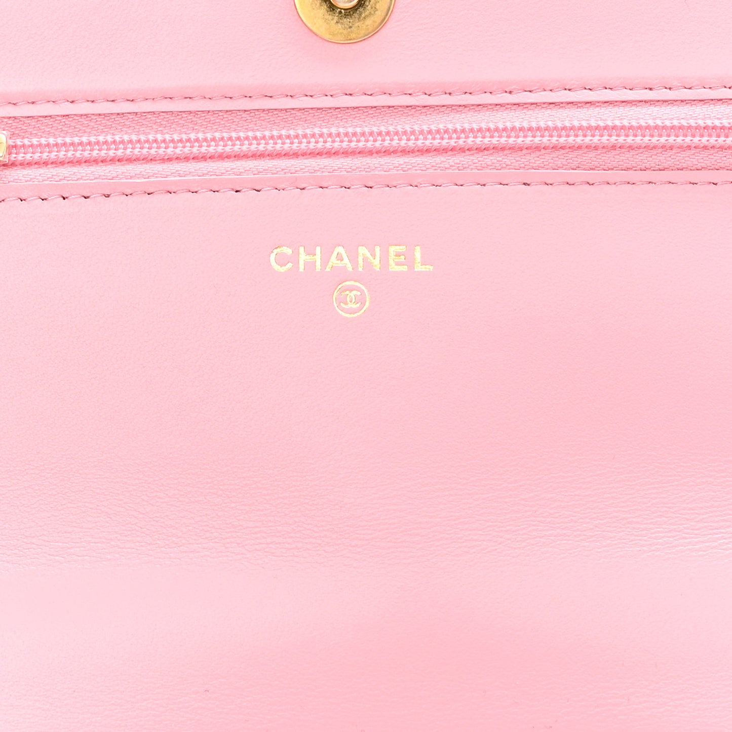 Lambskin Quilted Pick Me Up Wallet On Chain WOC Light Pink