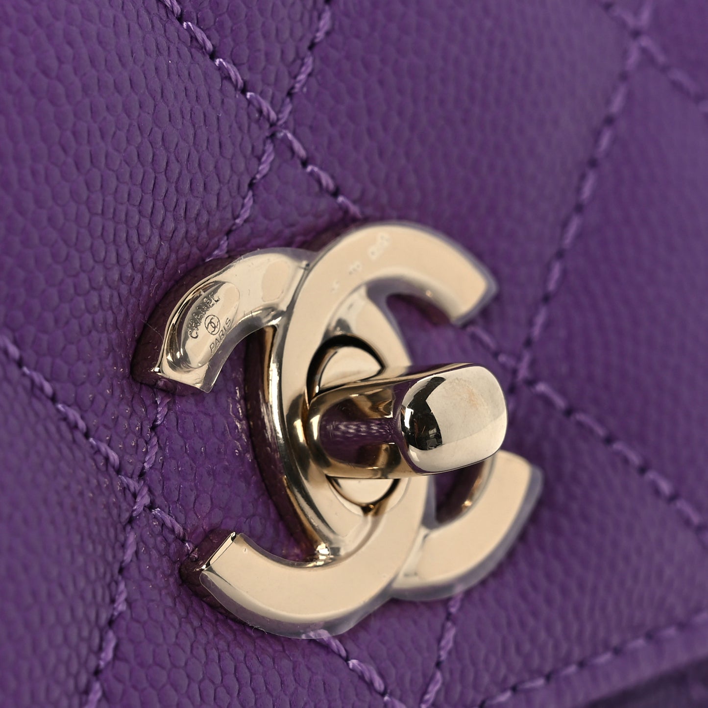 Caviar Quilted Mini Coco Handle Flap Purple