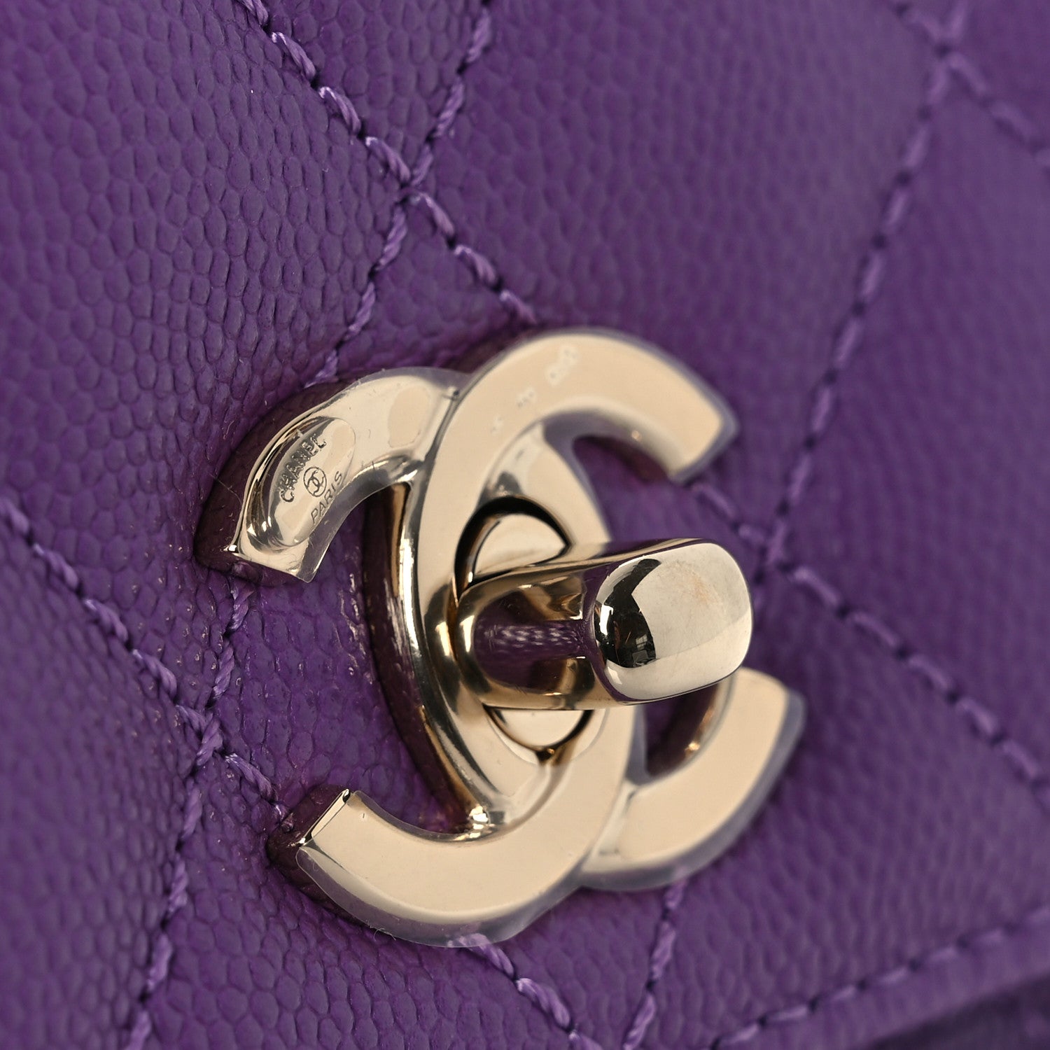 Chanel Caviar Quilted Mini Coco Handle Flap Purple 12 of 14