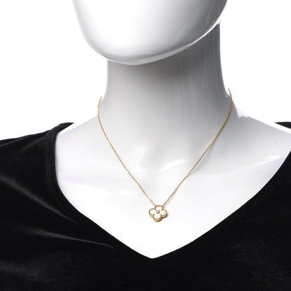 Van Cleef & Arpels 18K Yellow Gold Diamond Yellow Mother of Pearl Vintage Alhambra Pendant Necklace 2 of 9