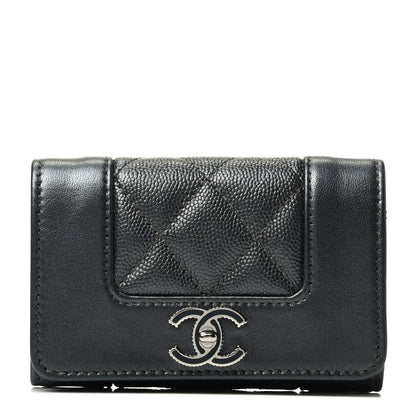 Chanel Caviar Quilted Vintage Mademoiselle Flap Card Holder Black 1 of 8
