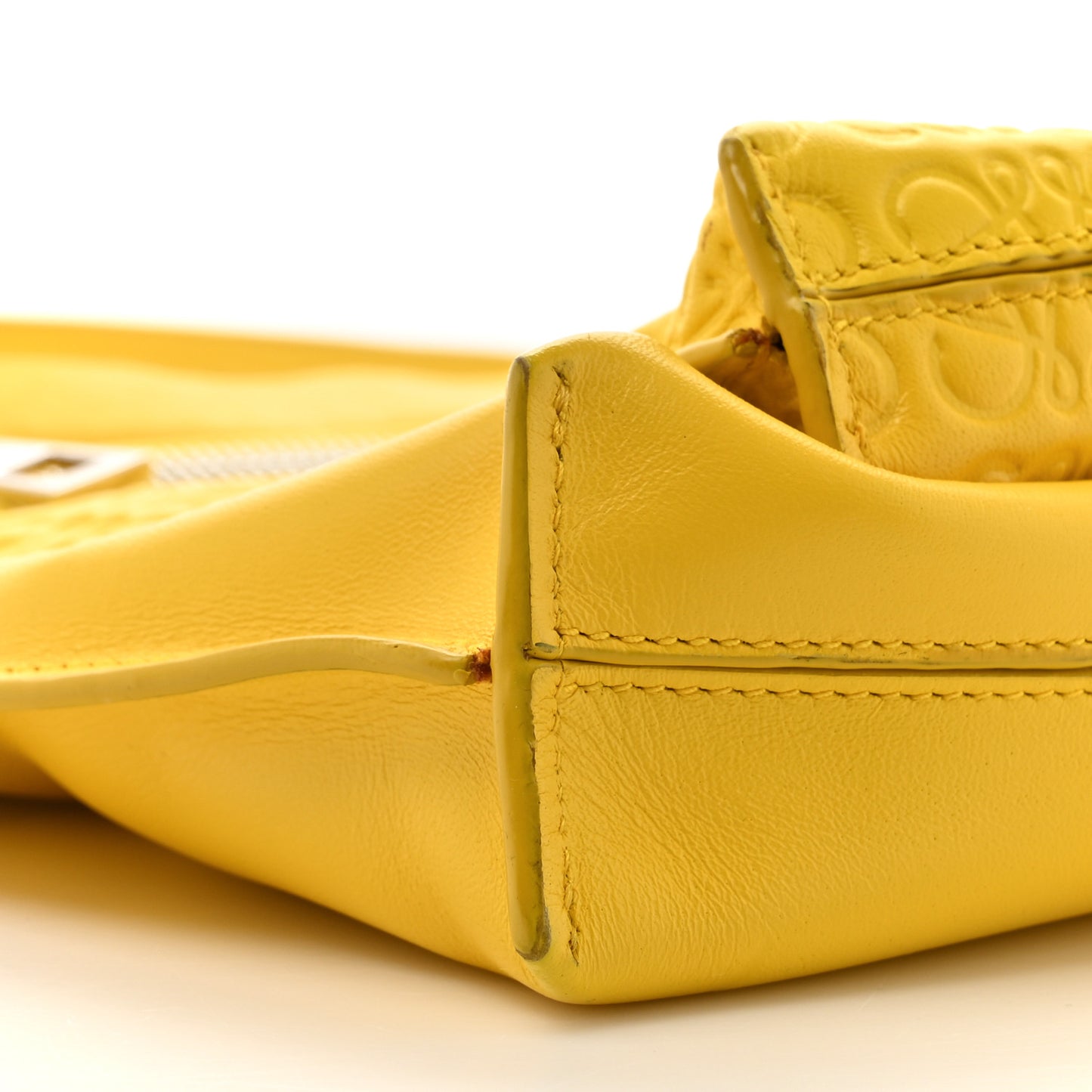 Calfskin Embossed Large Double Amarillo Pouch Yellow