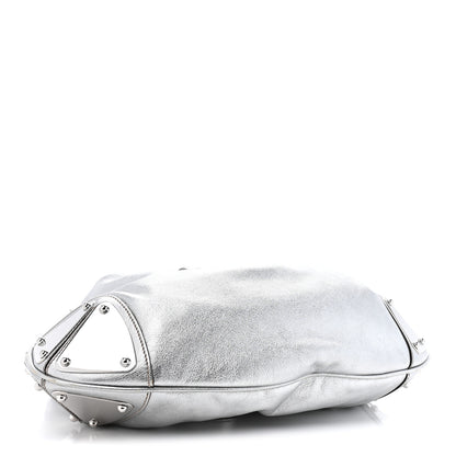 Gucci Metallic Calfskin Medium Indy Top Handle Hobo Silver 4 of 14