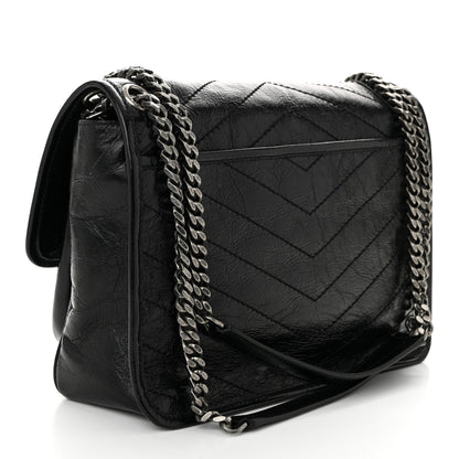 Saint Laurent Crinkled Calfskin Matelasse Monogram Medium Niki Chain Satchel Black 3 of 10