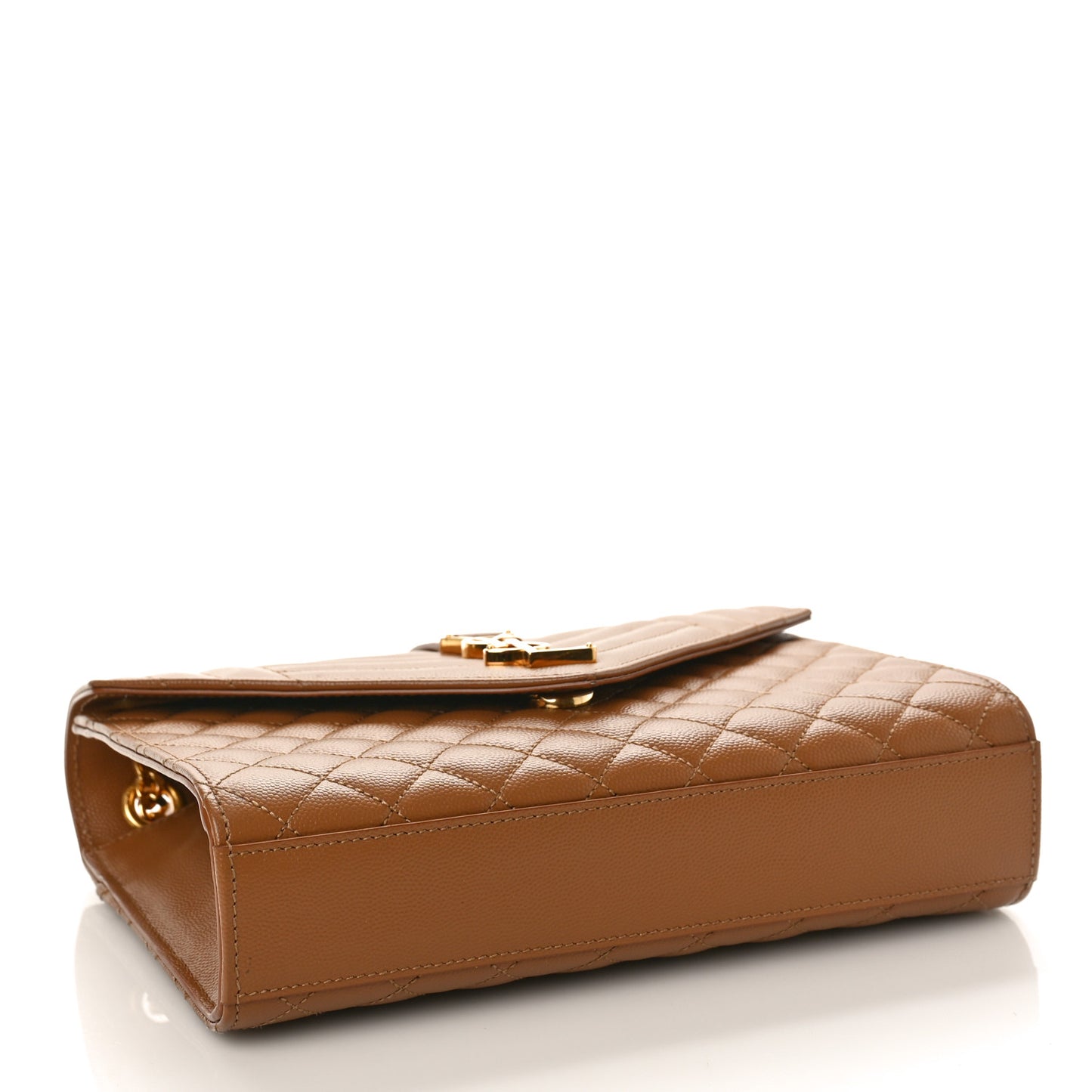 Grain De Poudre Textured Mixed Matelasse Triquilt Medium Monogram Satchel Tan