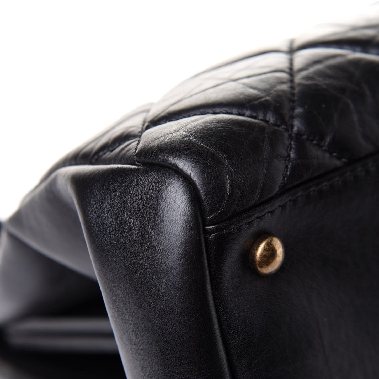 Aged Calfskin Large Just Mademoiselle Bowling Bag Black