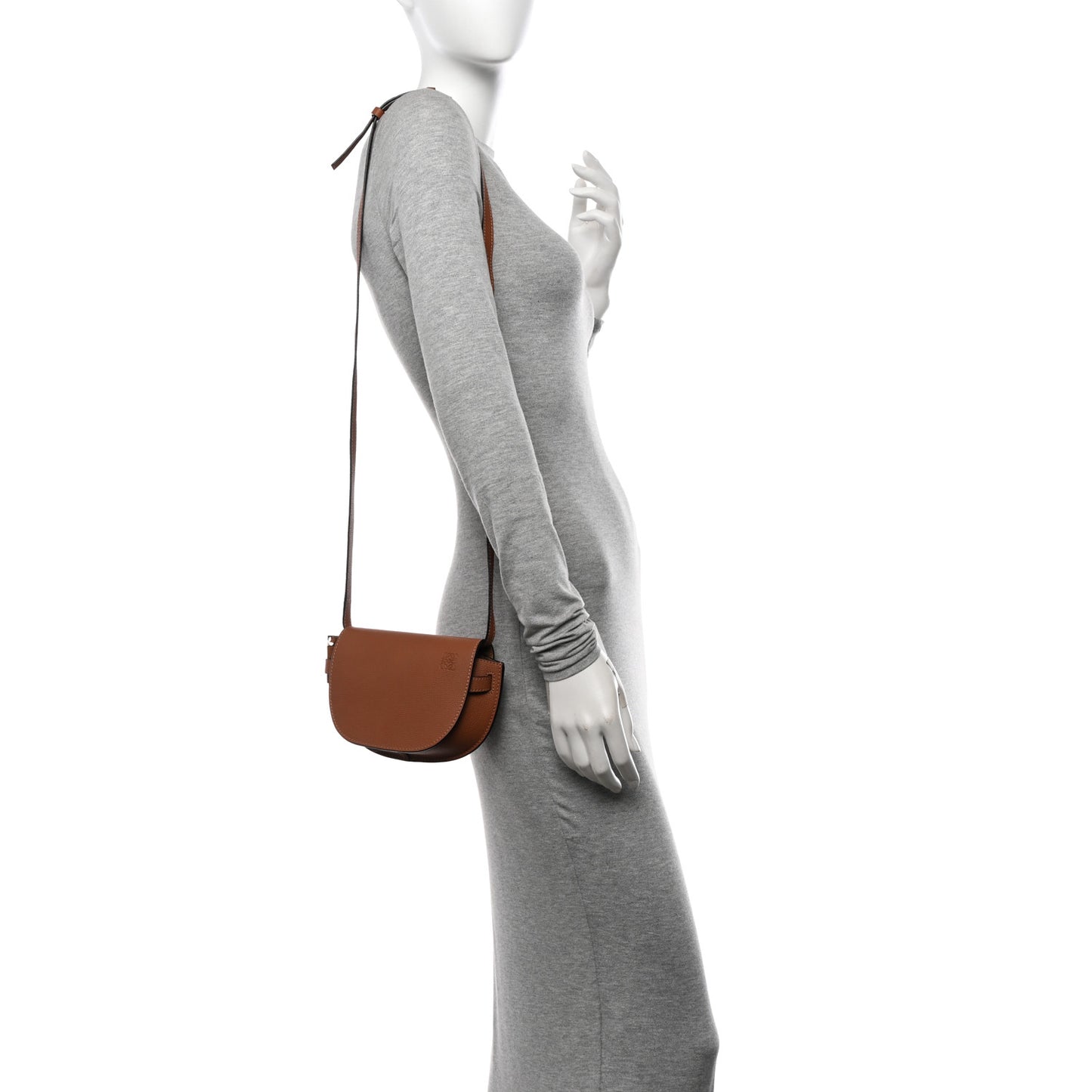 Pebble Grain Calfskin Mini Gate Dual Bag Tan